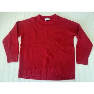 Old Navy SoSoft Red Waffle Knit Crewneck Sweater Womens Large Raglan Sleeve